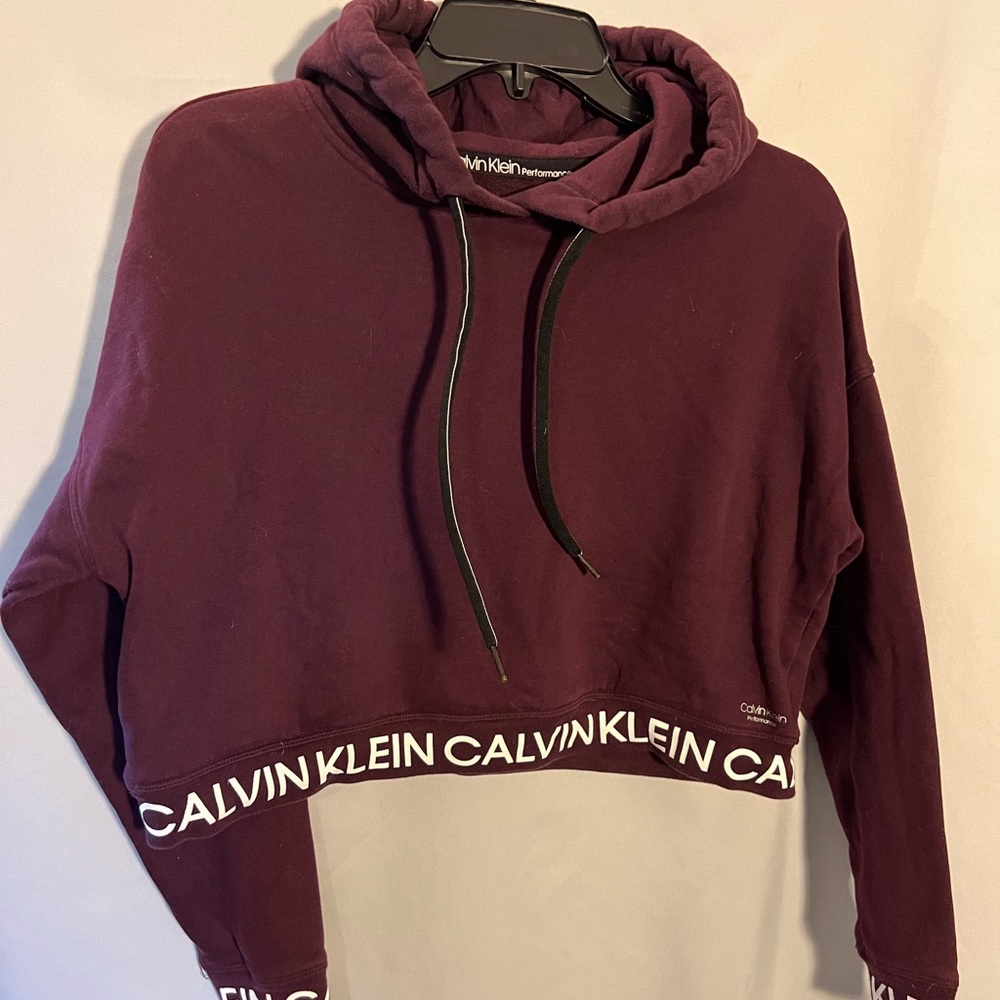 Burgundy crop CK hoodie, Med